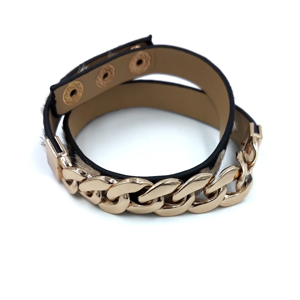Leopard  gold chain wrap bracelet animal print - Picture 2 of 8